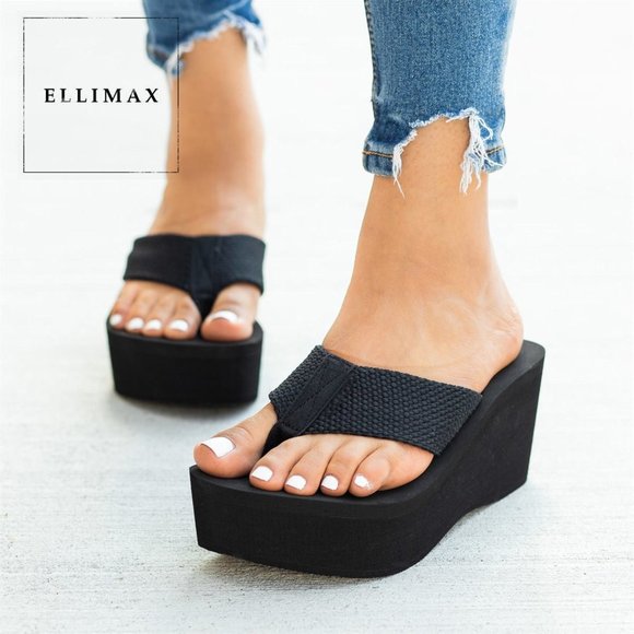 WILD DIVA Open Toe Platform Wedge Sandals